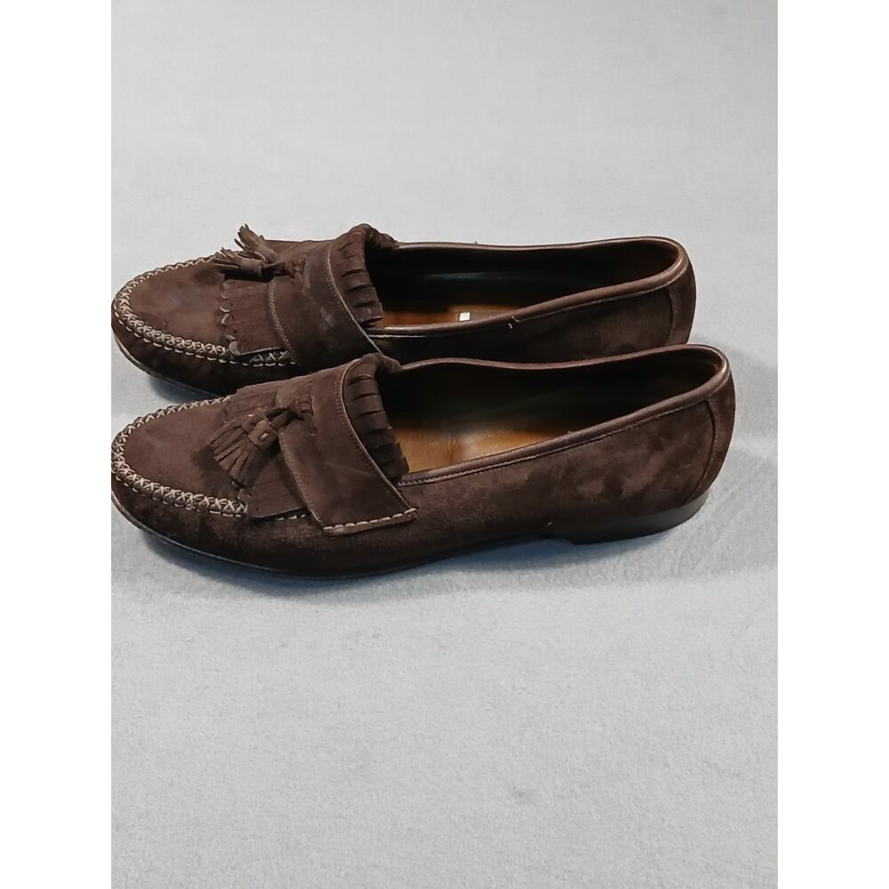 Johnson And Murphy Seude Stiched Moccasins With Tassle And Dust Bags SZ 13